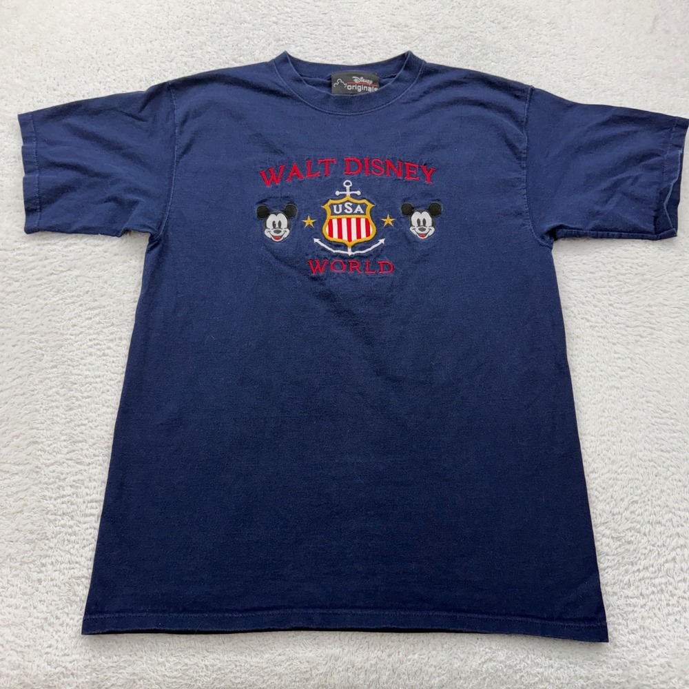Disney Originals Walt Disney World Mickey Mouse Embroidered Blue T Shirt‎ Mens M